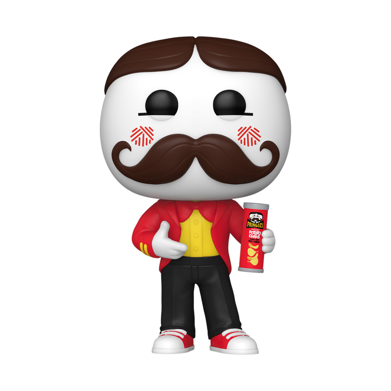 Pop! Julius Pringles, mustachioed mascot, with a can of Pringles in hand